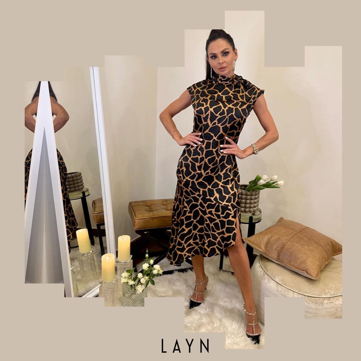 Animal print midi