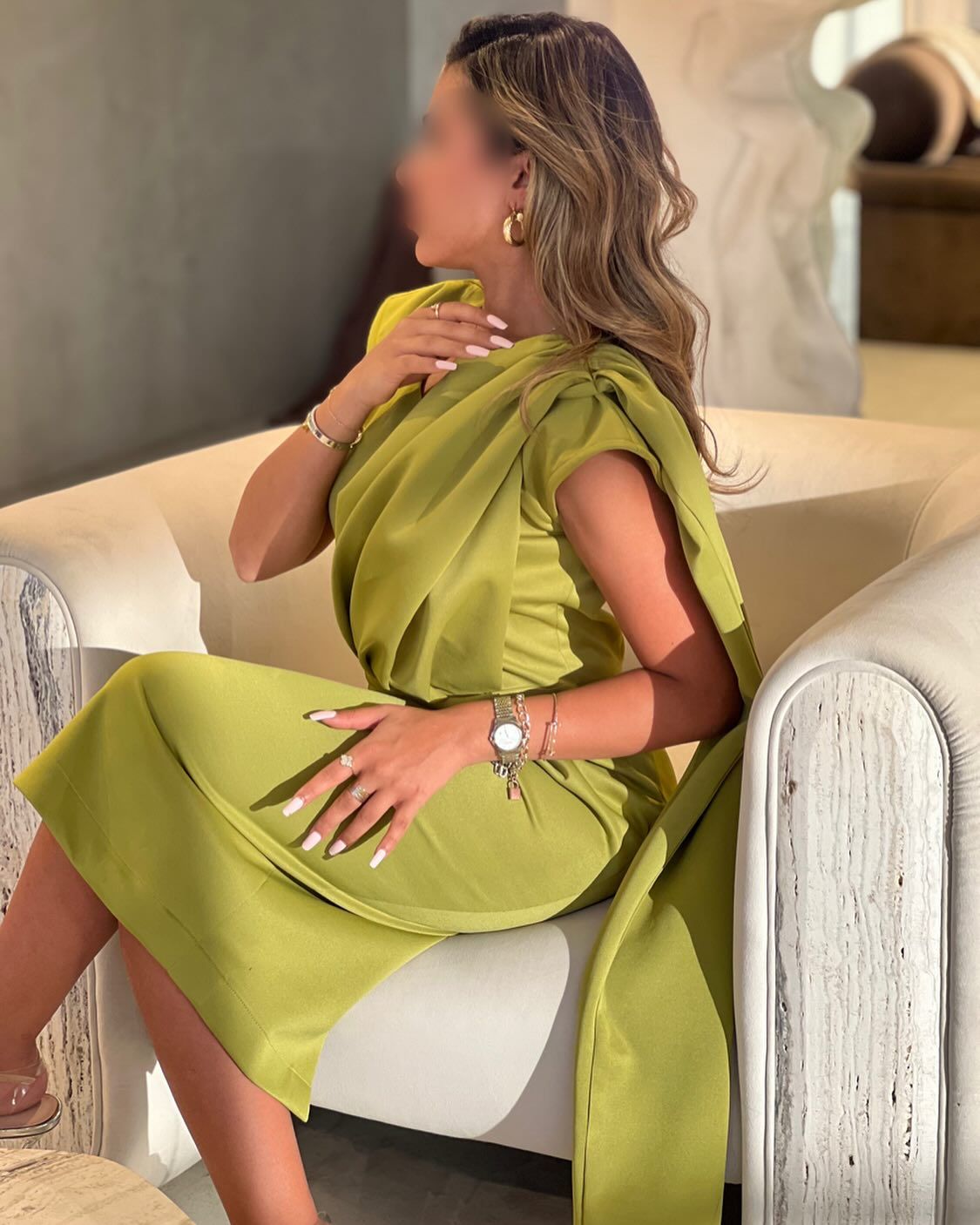 Draped one-shoulder dress