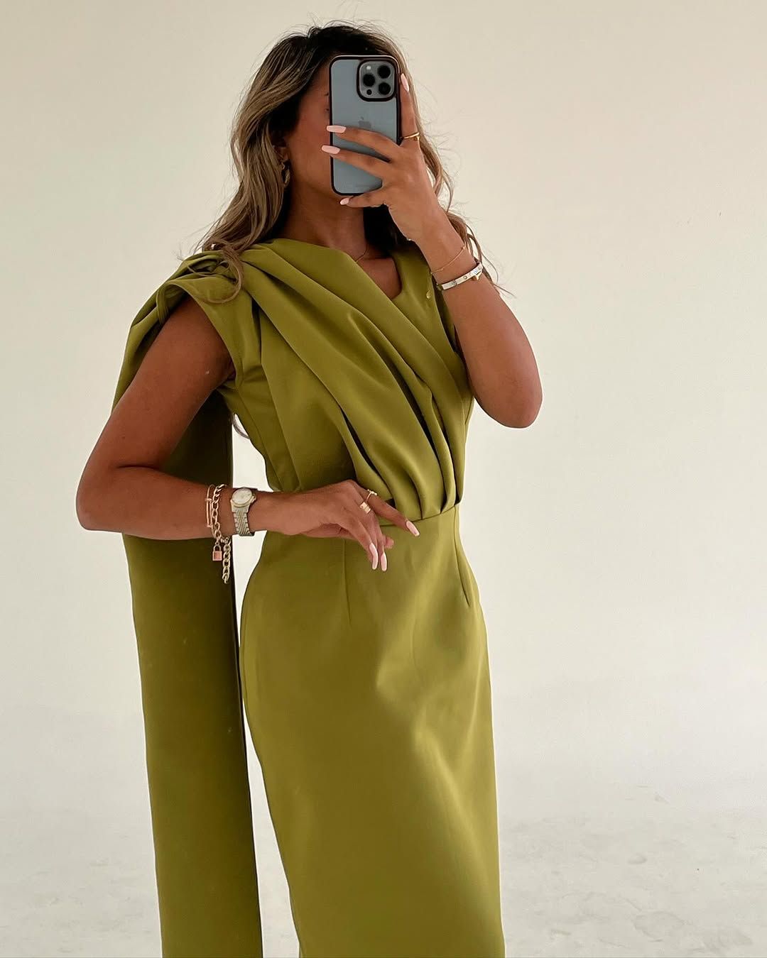 Draped one-shoulder dress