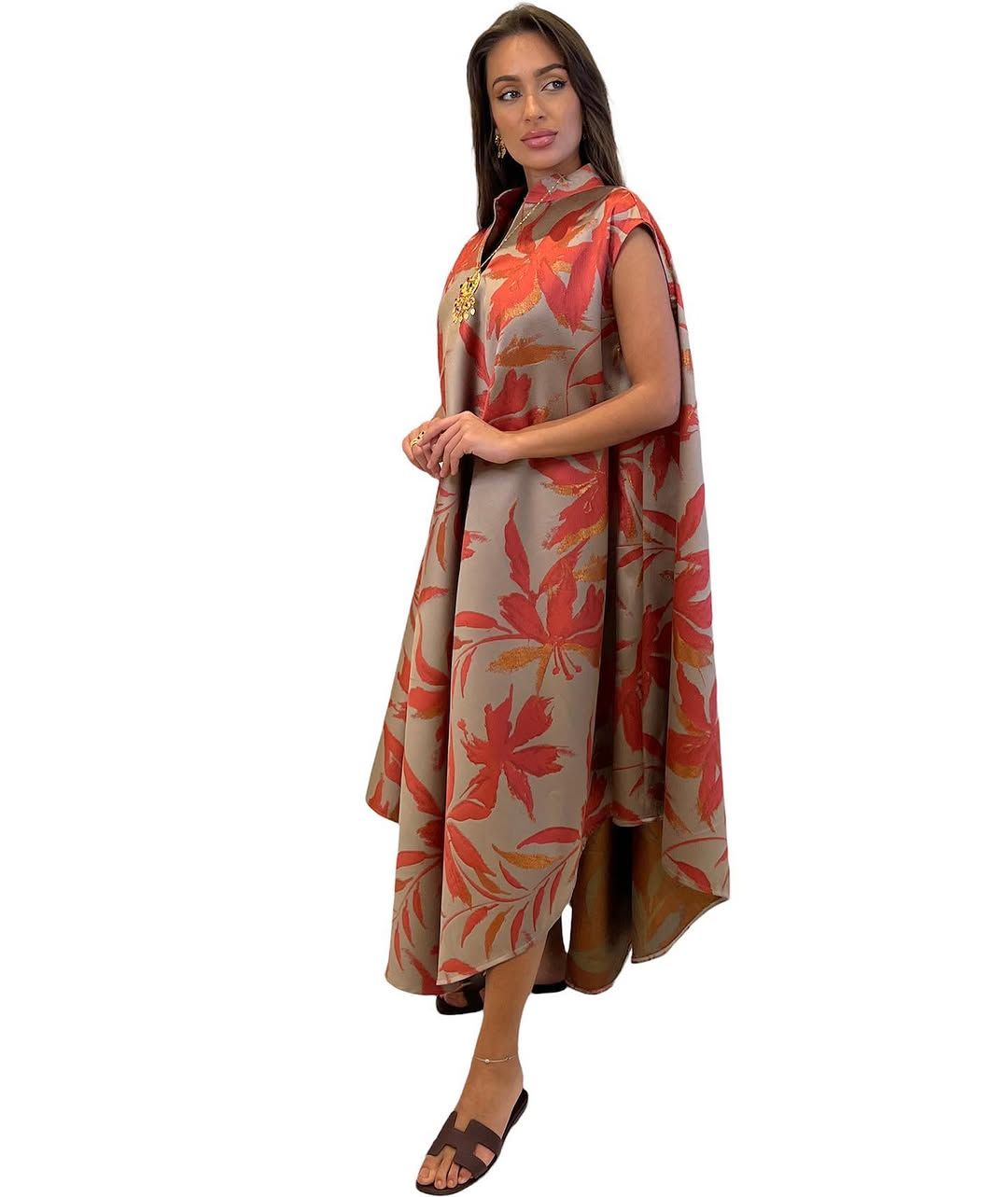 Leaf print kaftan