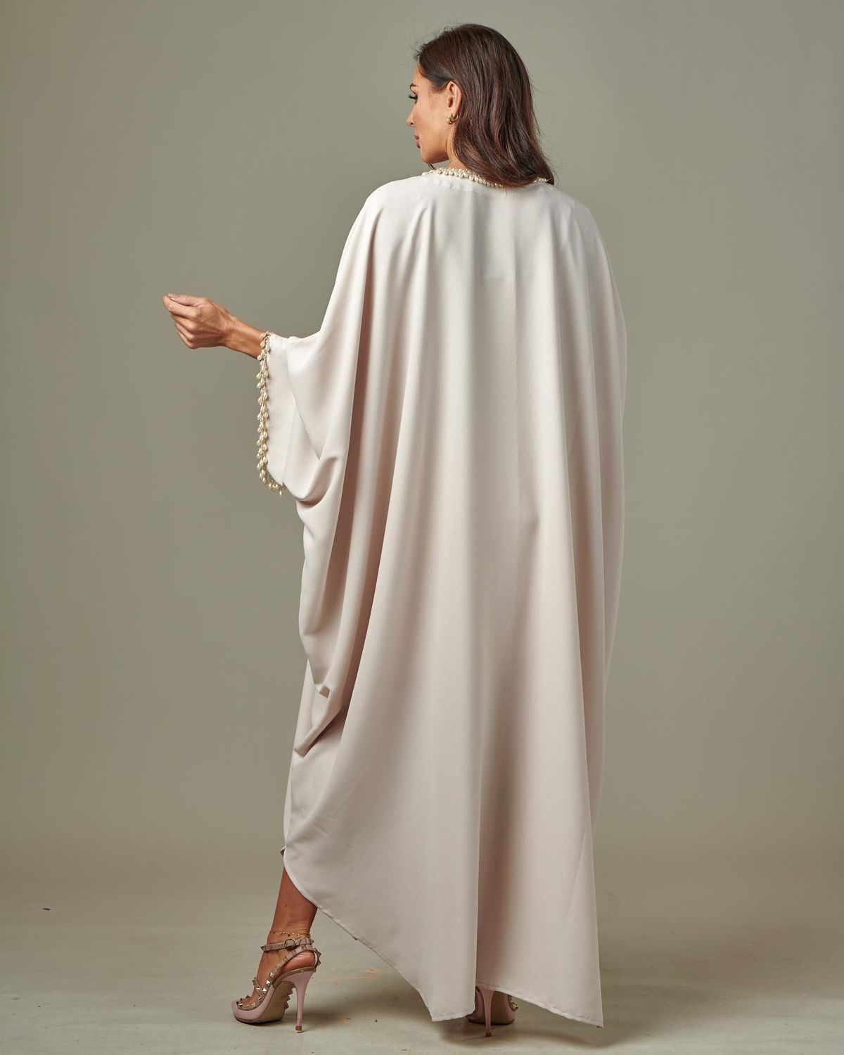 Braid-trim satin kaftan