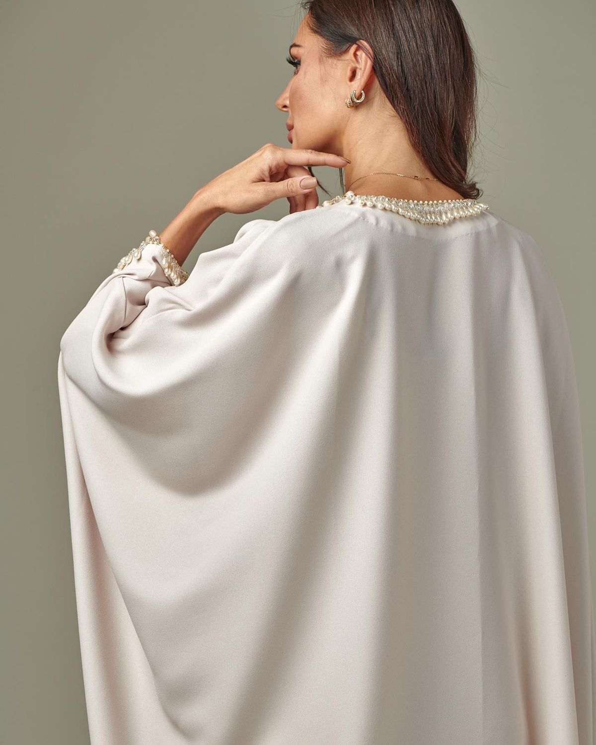 Braid-trim satin kaftan