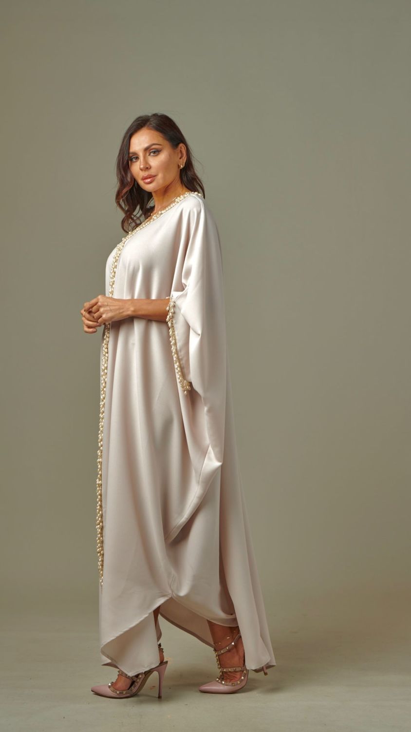 Braid-trim satin kaftan