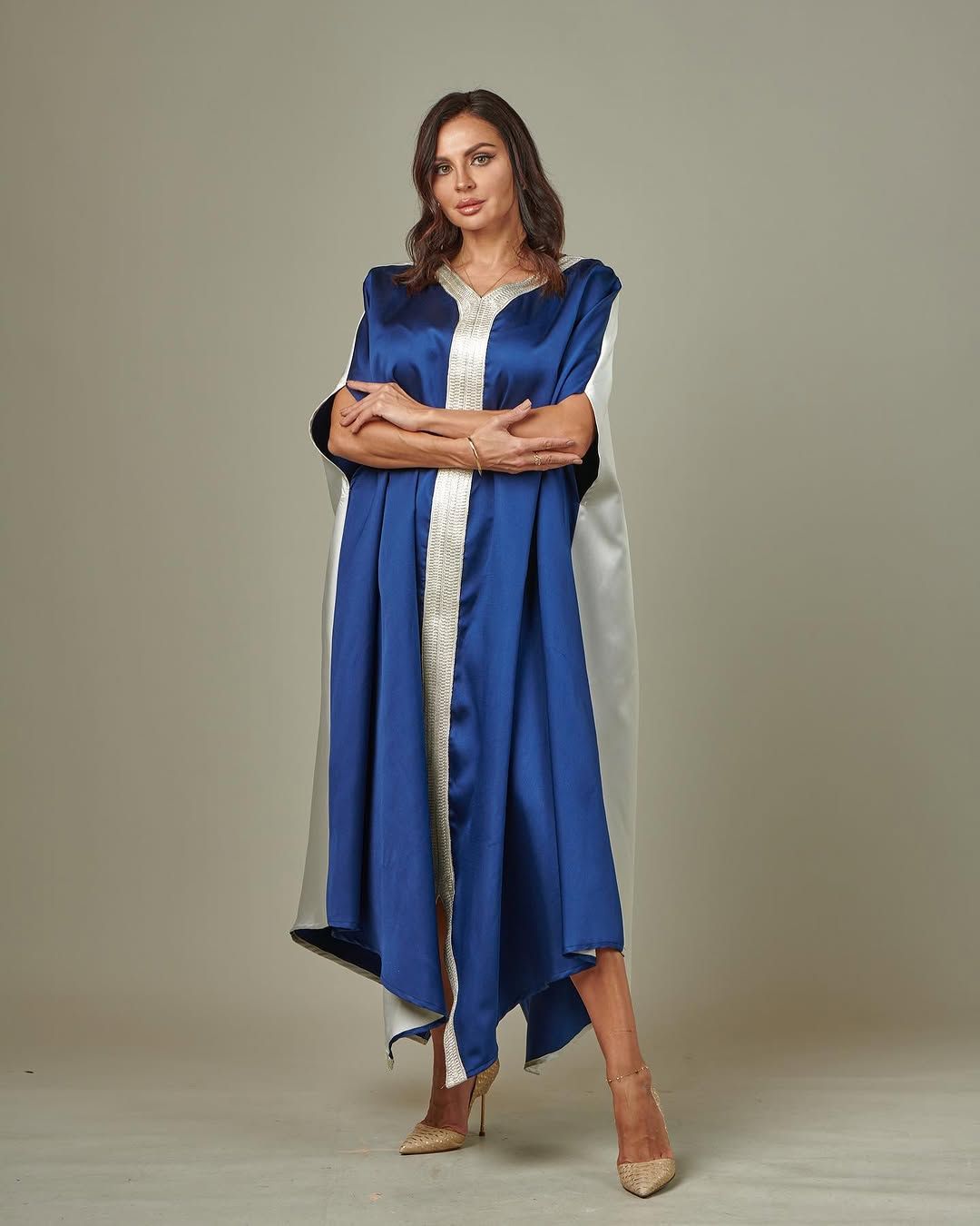 Colour-block satin kaftan