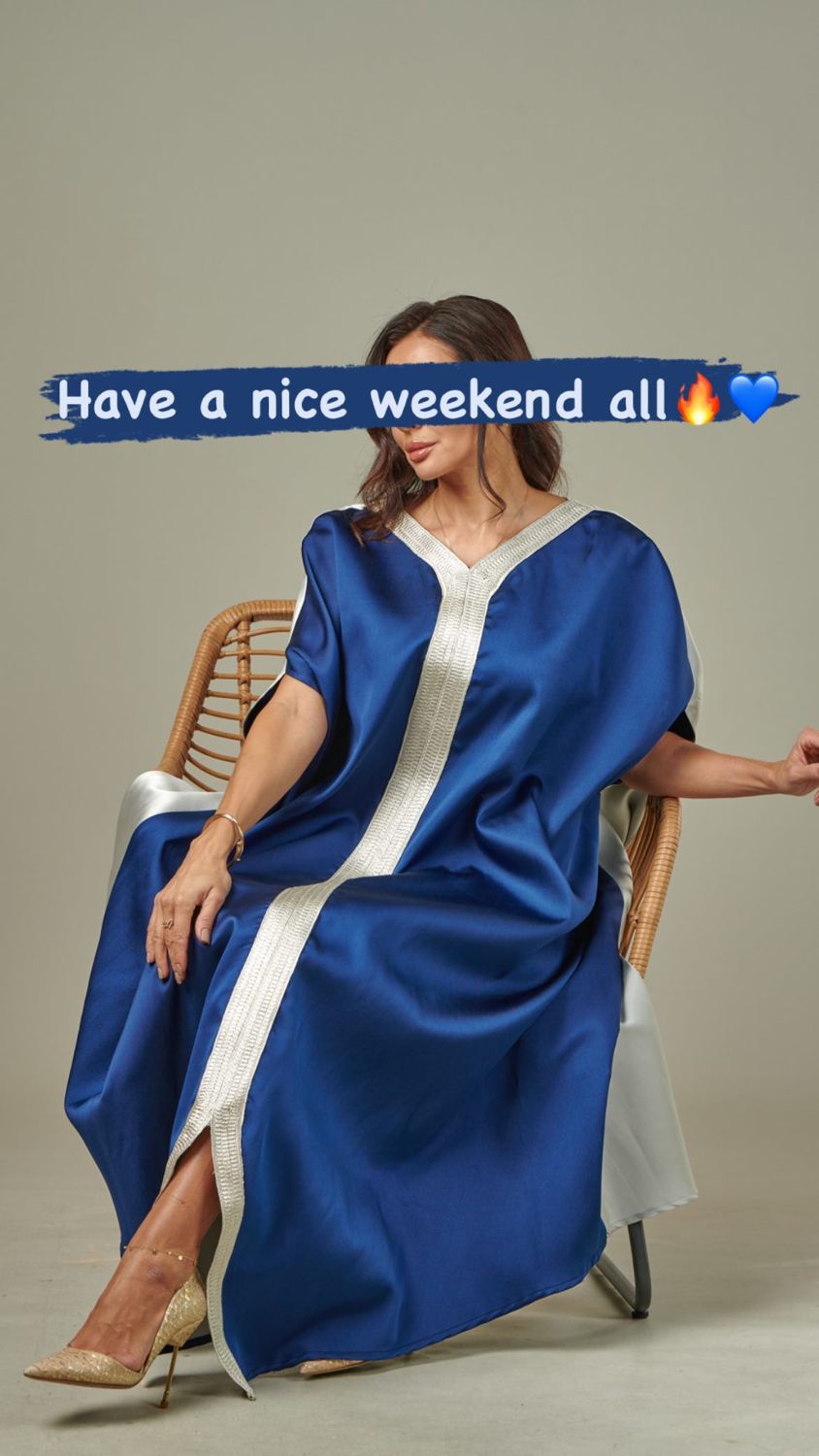 Colour-block satin kaftan