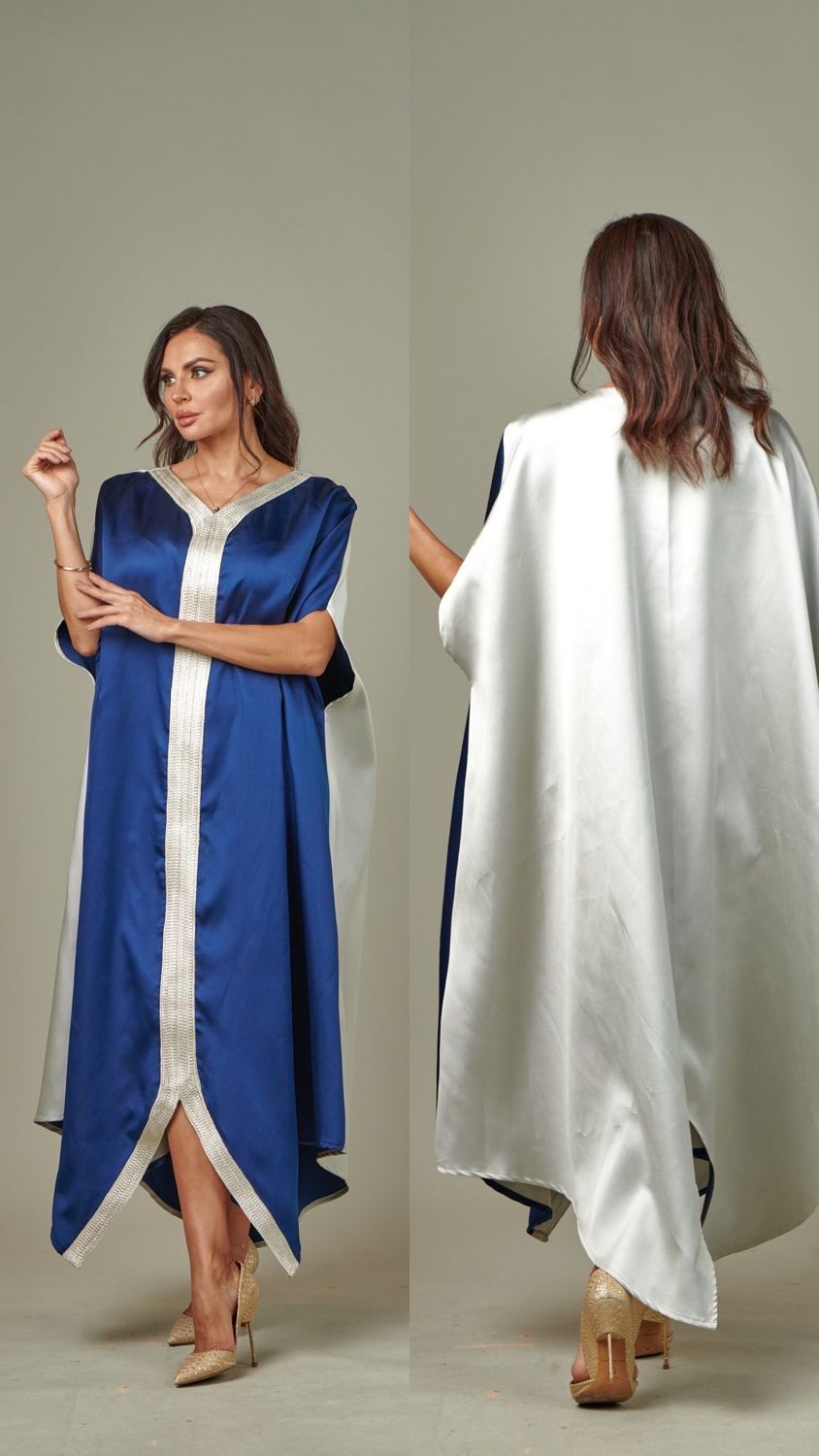 Colour-block satin kaftan