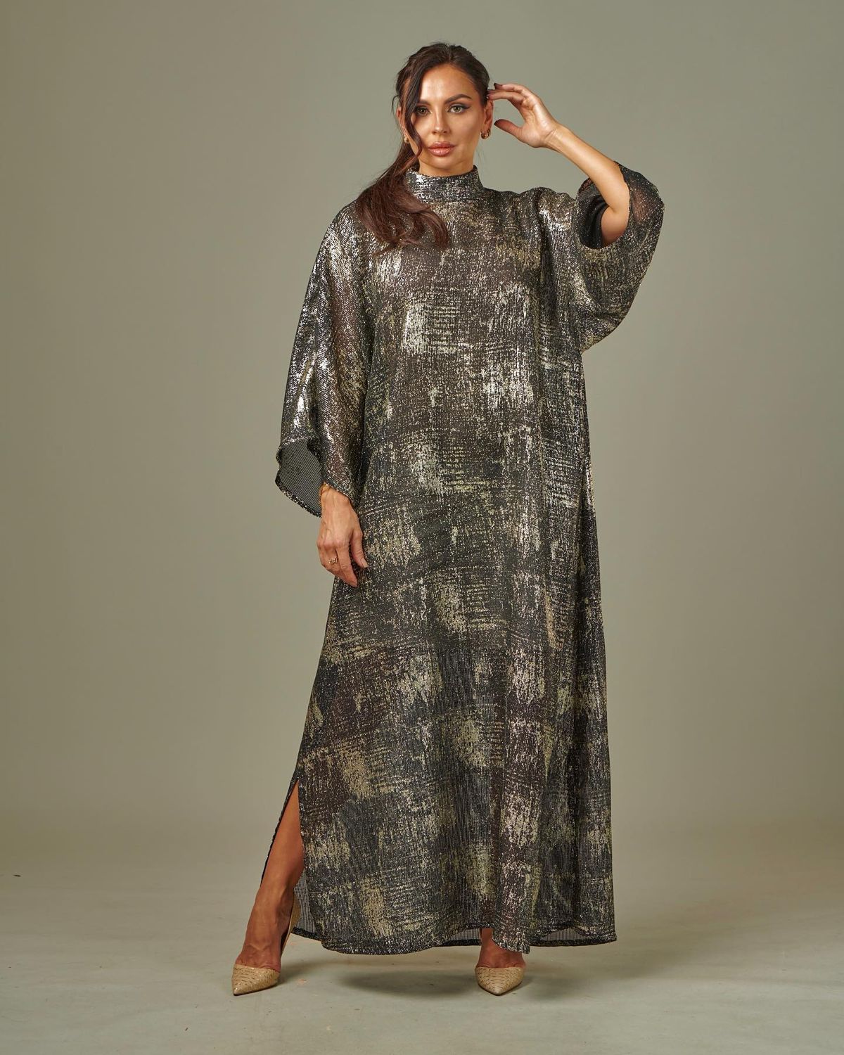 Metallic brocade kaftan