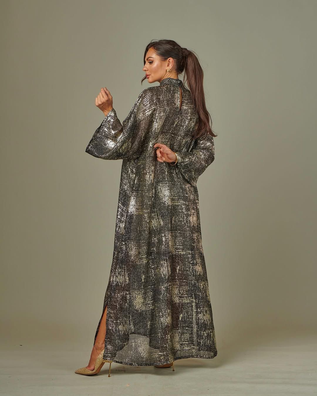 Metallic brocade kaftan