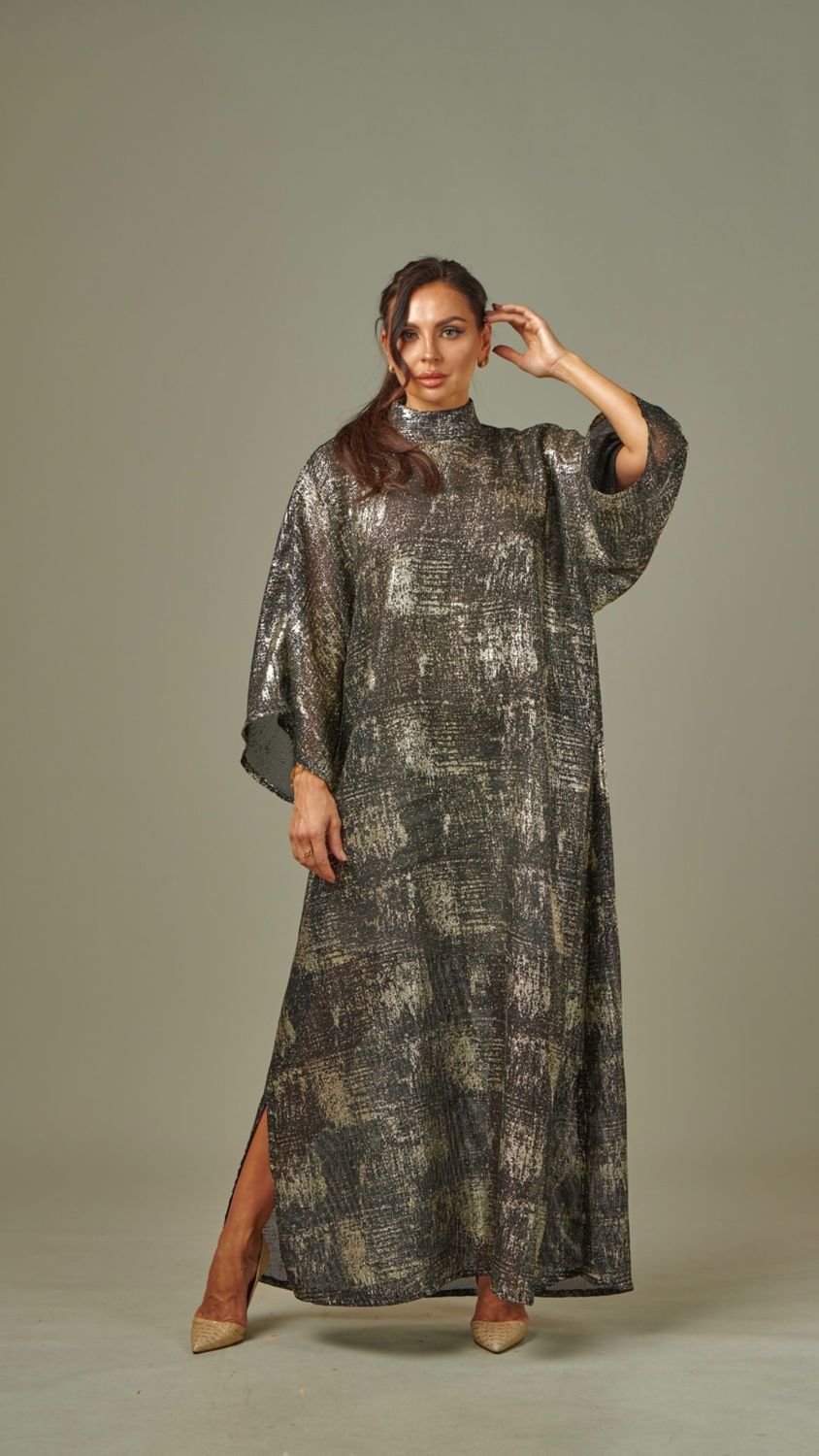 Metallic brocade kaftan