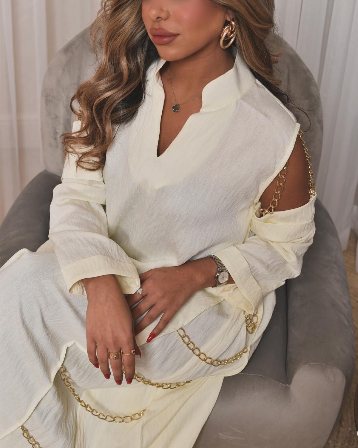 Chain-trim kaftan