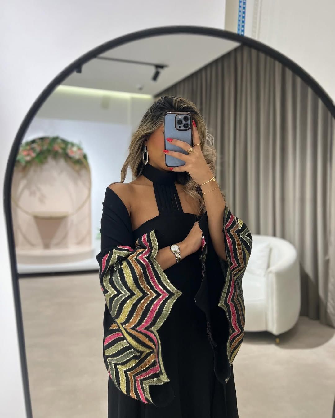 Chevron-sleeve kaftan