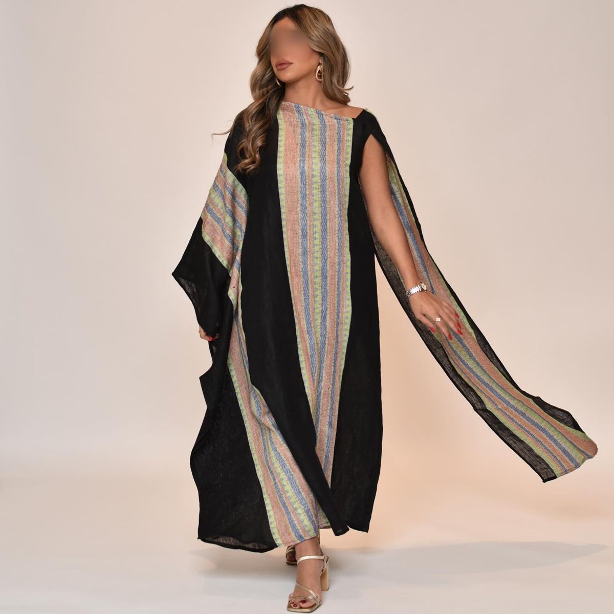 Stripe-panel kaftan