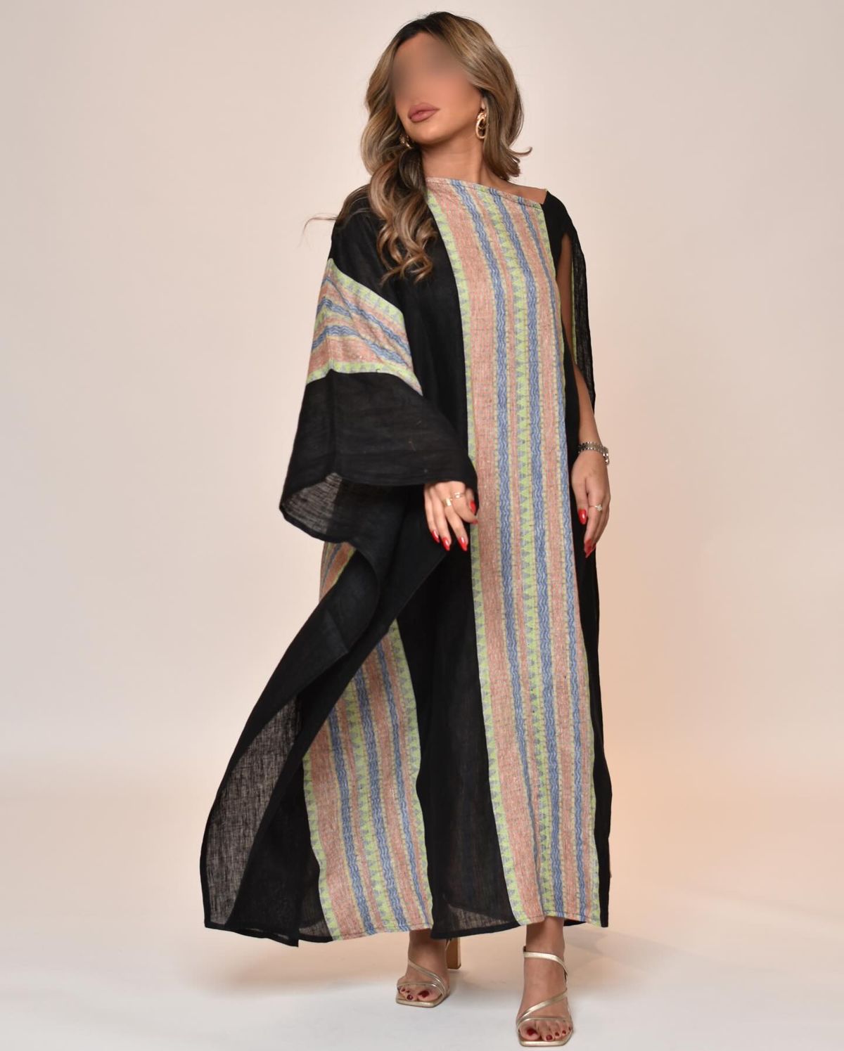 Stripe-panel kaftan