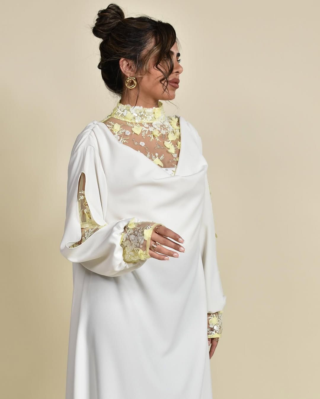 Floral collar kaftan