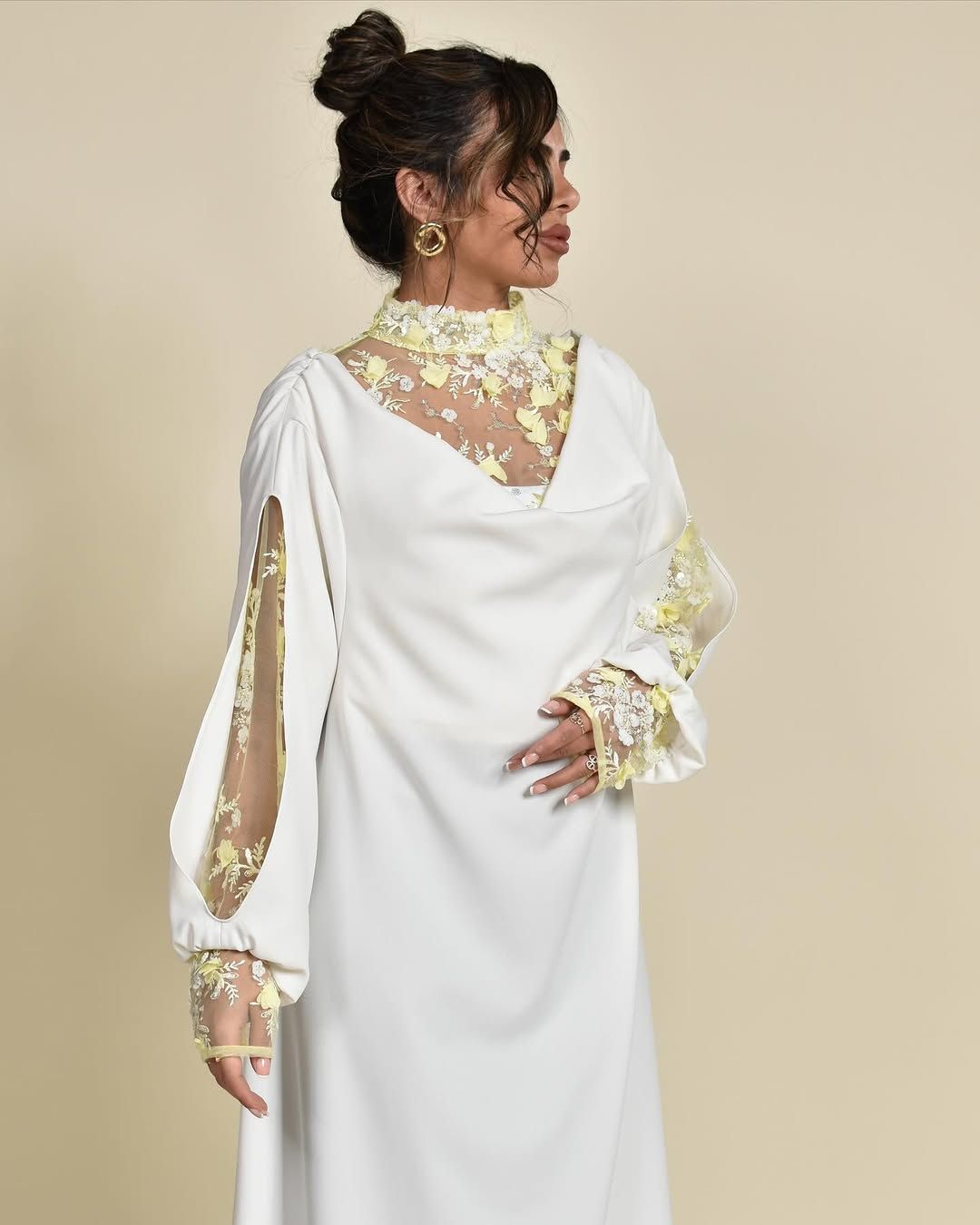 Floral collar kaftan