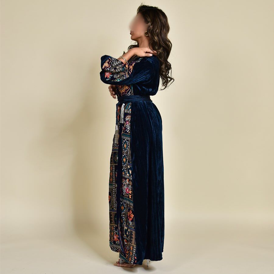 Embroidered velvet wrap