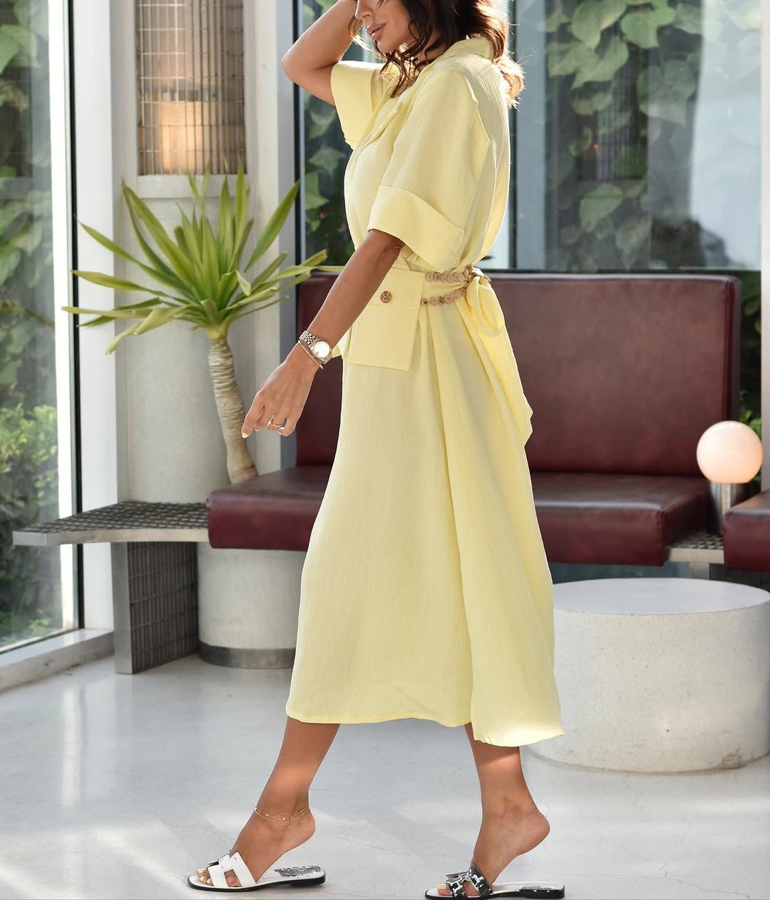 Linen safari dress