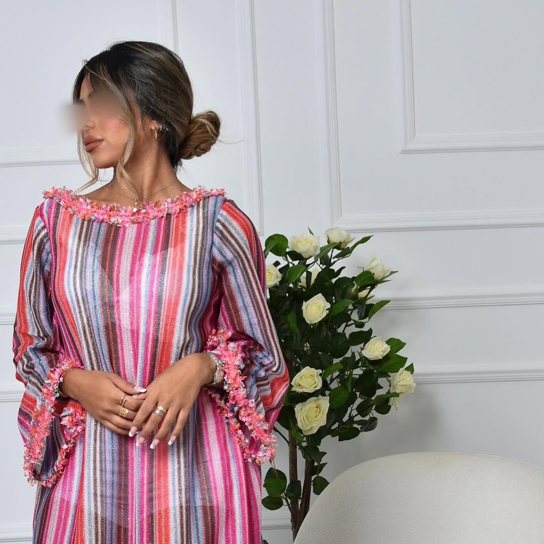 Stripe ruffle kaftan